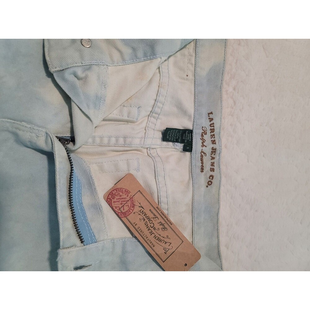 Lauren Jeans Co Ralph Lauren Womens Sz 6 Straight Leg Sky Blue Bleach Dyed Denim - Picture 2 of 12